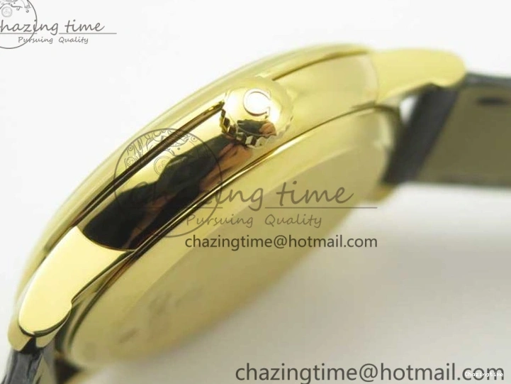 0429 UrbanChic De Ville YG MKF 1:1 Best Edition Silver Dial YG Markers on Black Leather Strap MIYOTA 9015 V 8048